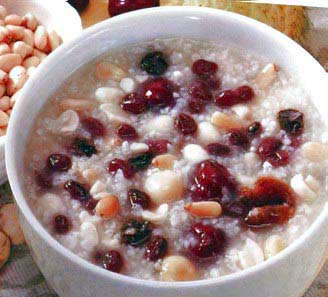 gruel of lotus seed, jujube and polished glutimous rice for leukorrhagia