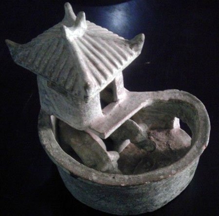 pottery model of a lavatory and pigsty
